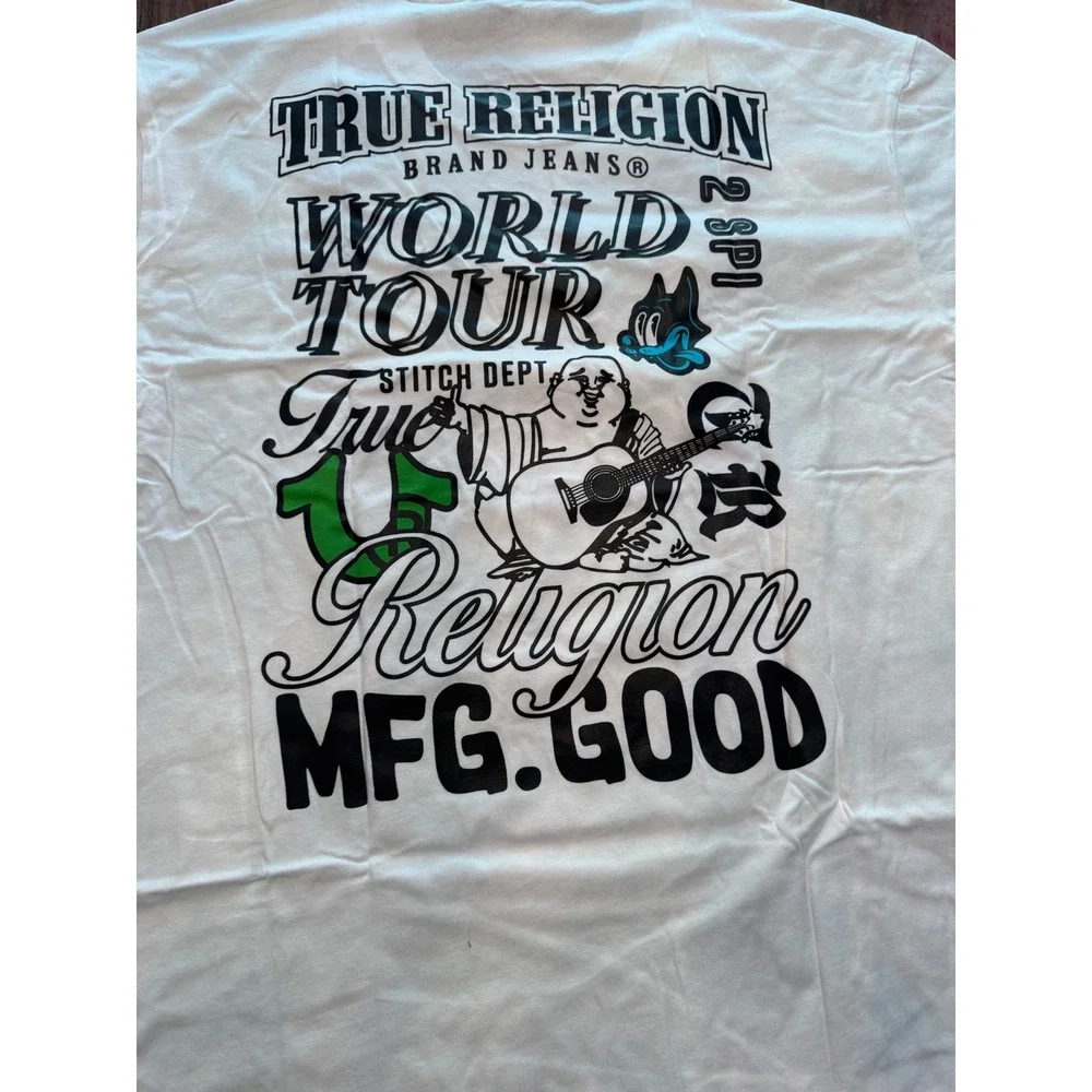 True Religion Mens SS World Tour Tee Optic White 109795 XXXL NWT